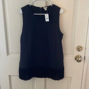 J. Crew top black with frayed bottom